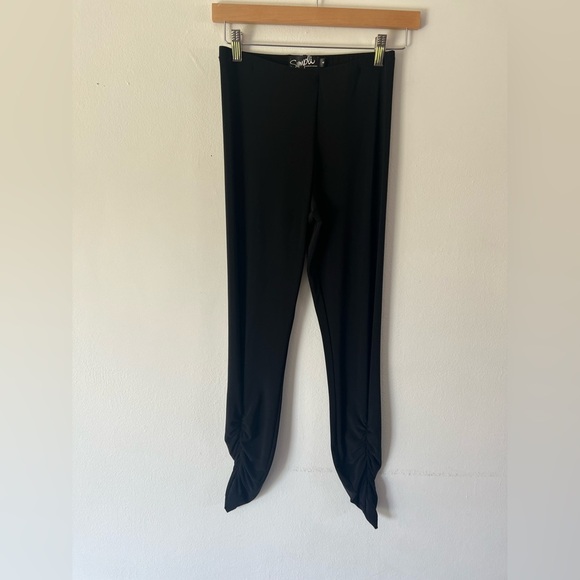 Sympli Black Elastic Waist Jersey Knit Wrinkle Resistant Ruched Cuff Legging - Picture 2 of 7